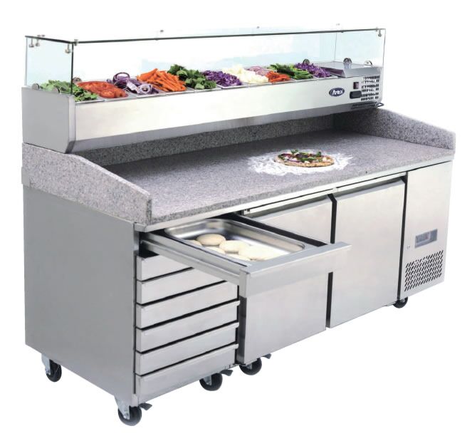 Atosa 2 DOOR PIZZA TABLE FRIDGE WITH DRAWERS 2010 MM EPF3480